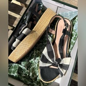Kate Spade Betsy gingham rattan flatform sandal